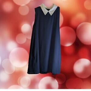 Tulip small nwt sleeveless lined navy and white shift dress. Fall, office, date